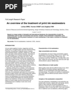 An Overview of the Treatment of Print Ink Waste Waters