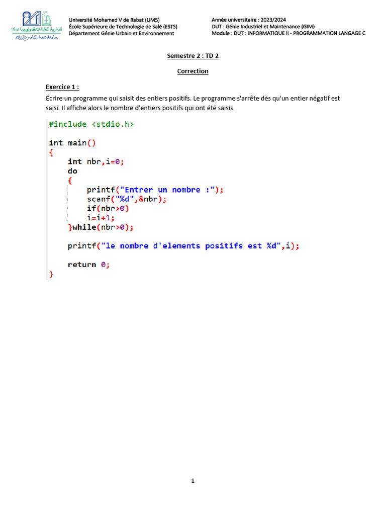 Exercices de programmation en C 2023 | PDF | C (Langage de ...