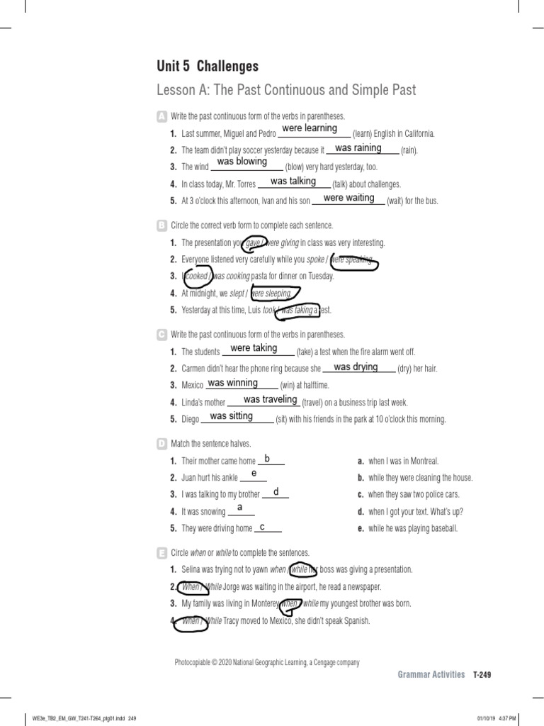 Past Simple vs Continuous Exercises | PDF | Grammar | Linguistics