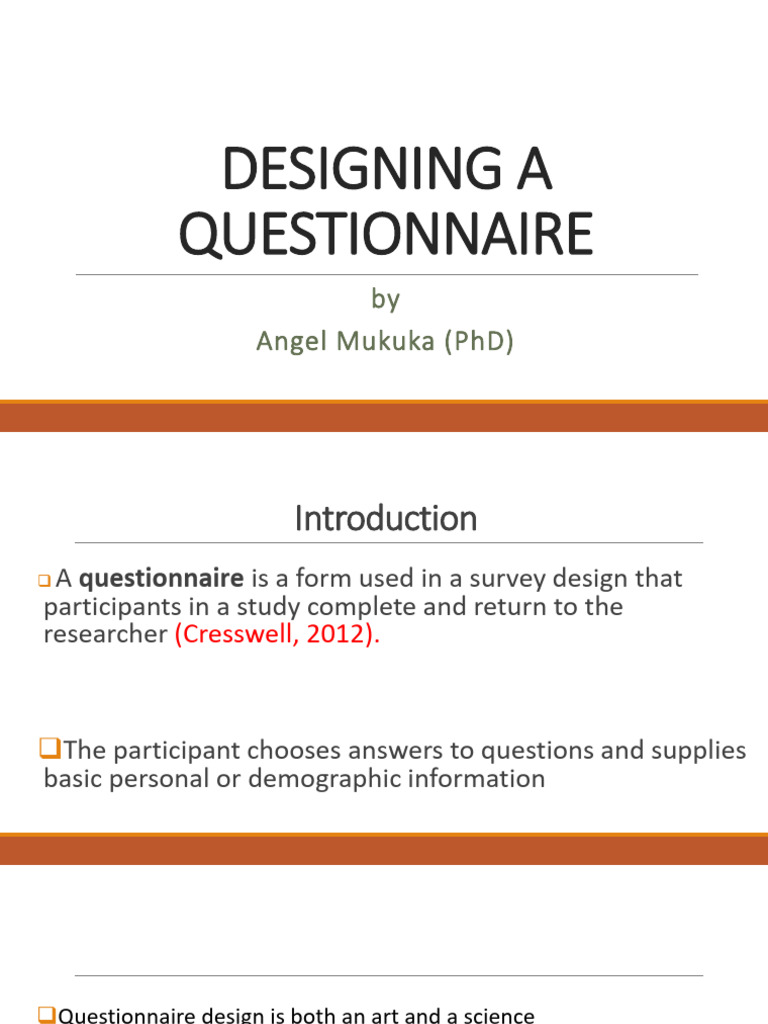 Effective Questionnaire Design Guide | PDF | Questionnaire | Learning
