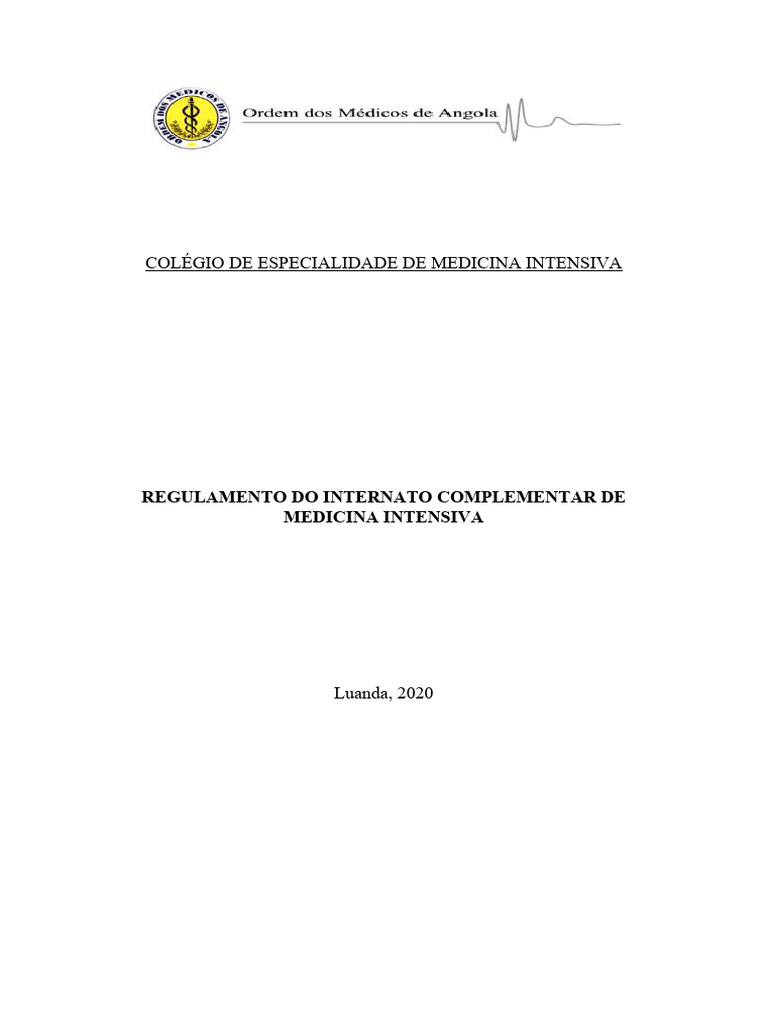 Regulamento do Internato em Medicina Intensiva | PDF | Medicina ...