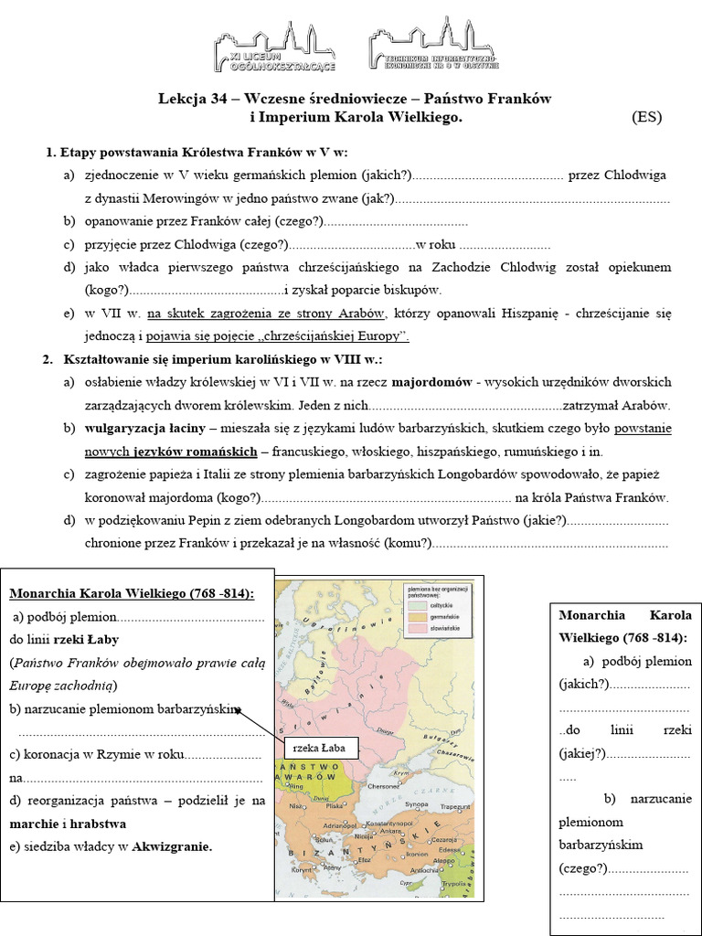 Lekcja 34 - Wczesne Średniowiecze - Państwo Franków I Imperium Karola ...