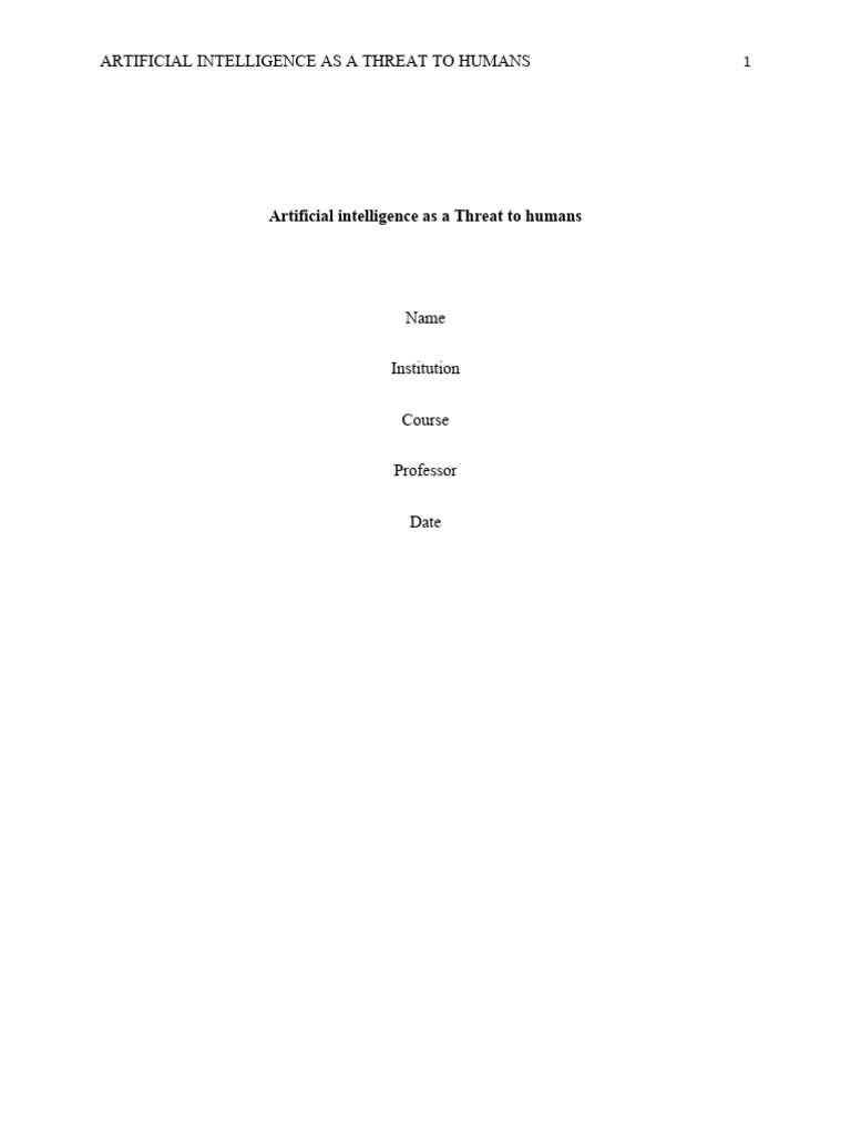 Artificial Intelligence As A Threat To Humans - Edited | PDF ...