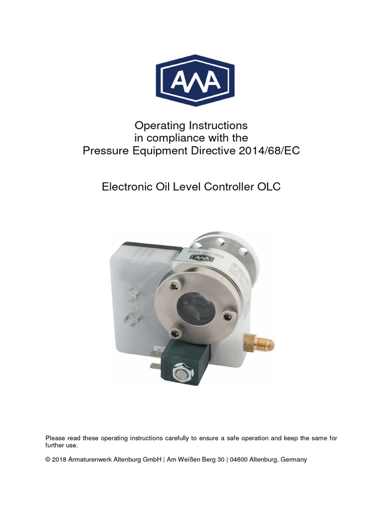 Awa Electronic Oil Level Controller Olc PDF Personal Protective