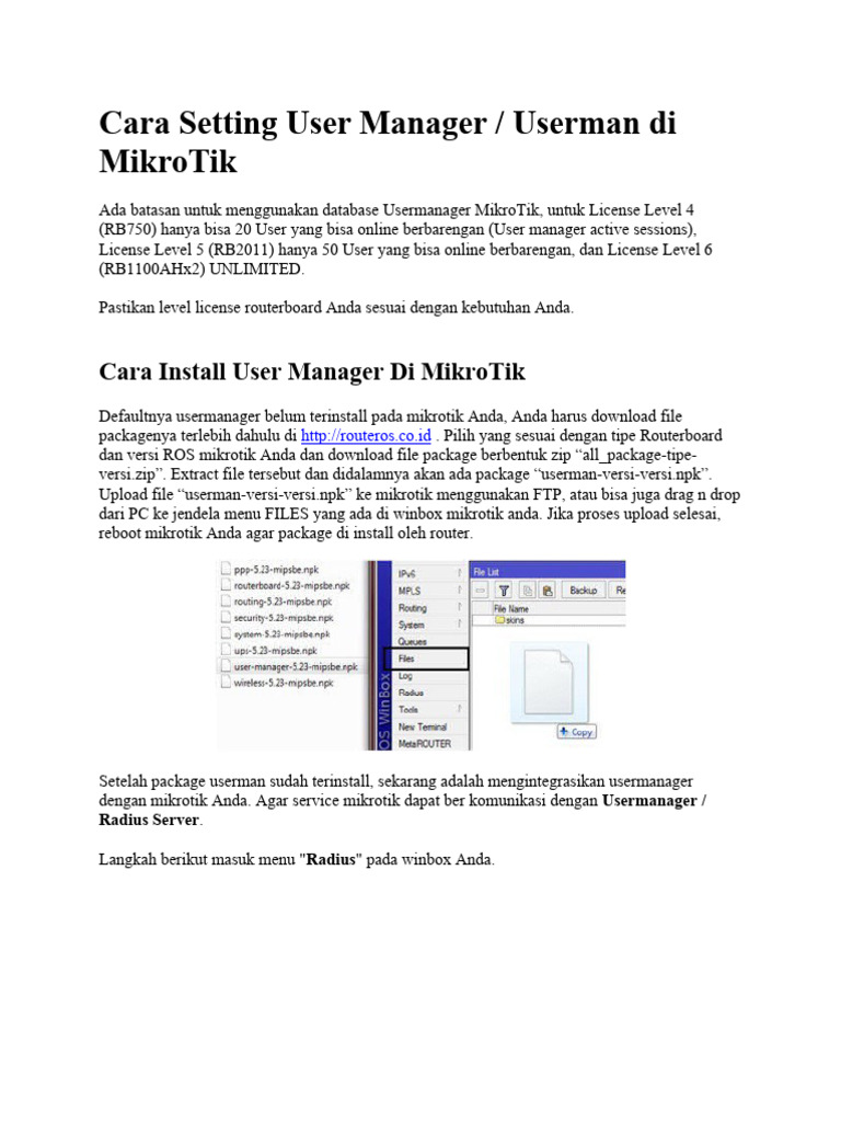 Panduan User Manager MikroTik | PDF