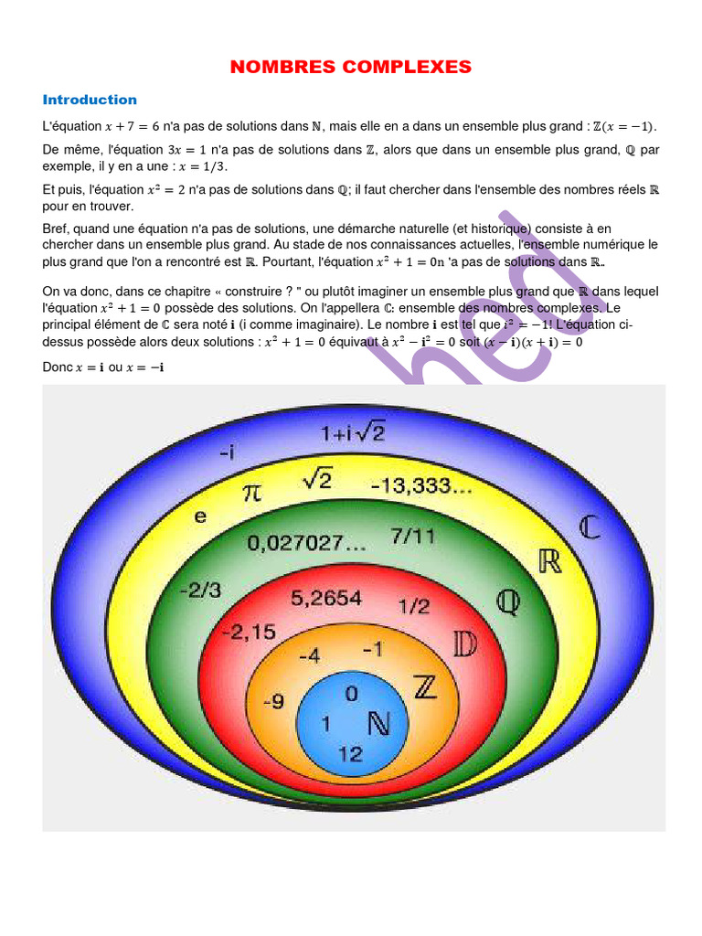 Introduction aux Nombres Complexes | PDF | Nombre complexe | Racine carrée