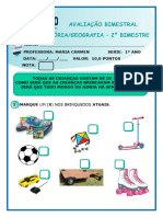 Avaliação Bimestral de História-Geografia 2º Bim 2021