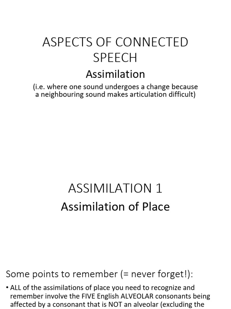 Assimialtions of Place (Set 2) | PDF | Human Voice | Phonetics