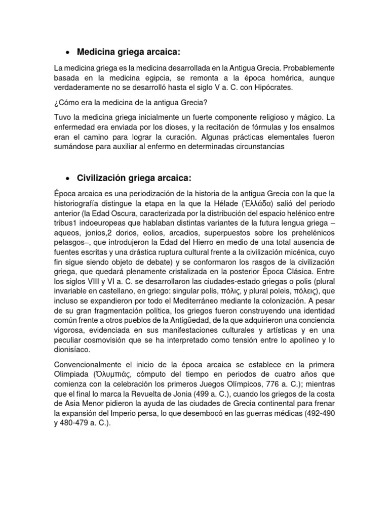 Medicina en la Antigua Grecia | PDF | Antigua Grecia