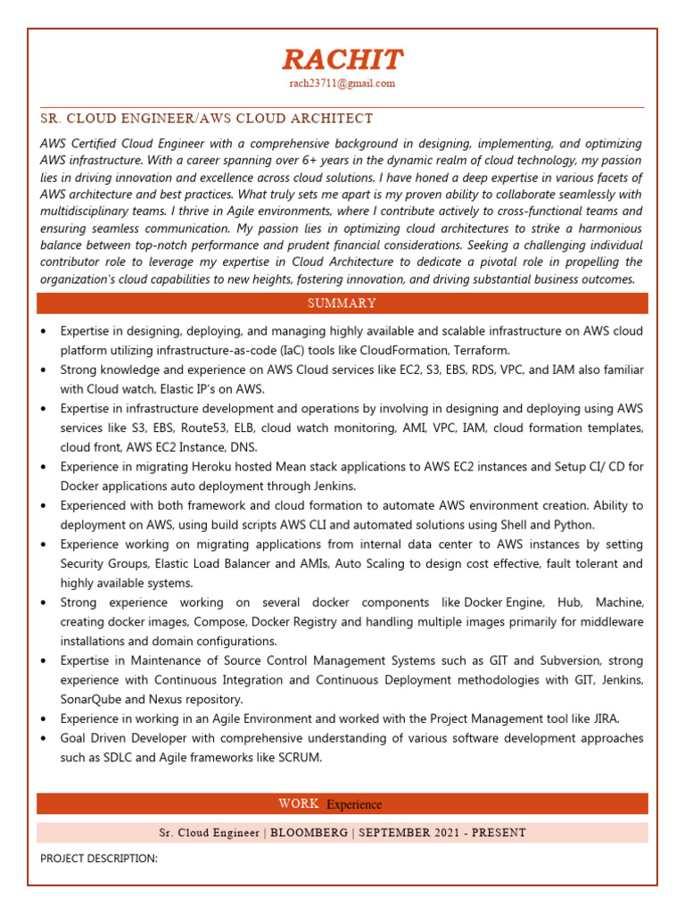 AWS Cloud Engineer Resume Summary | PDF | Cloud Computing | Amazon Web ...