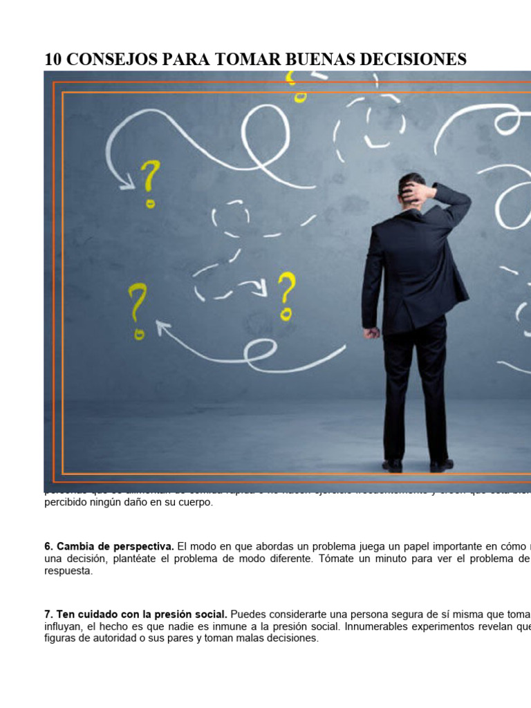 10 Consejos para Tomar Decisiones Efectivas | PDF | Toma de decisiones ...