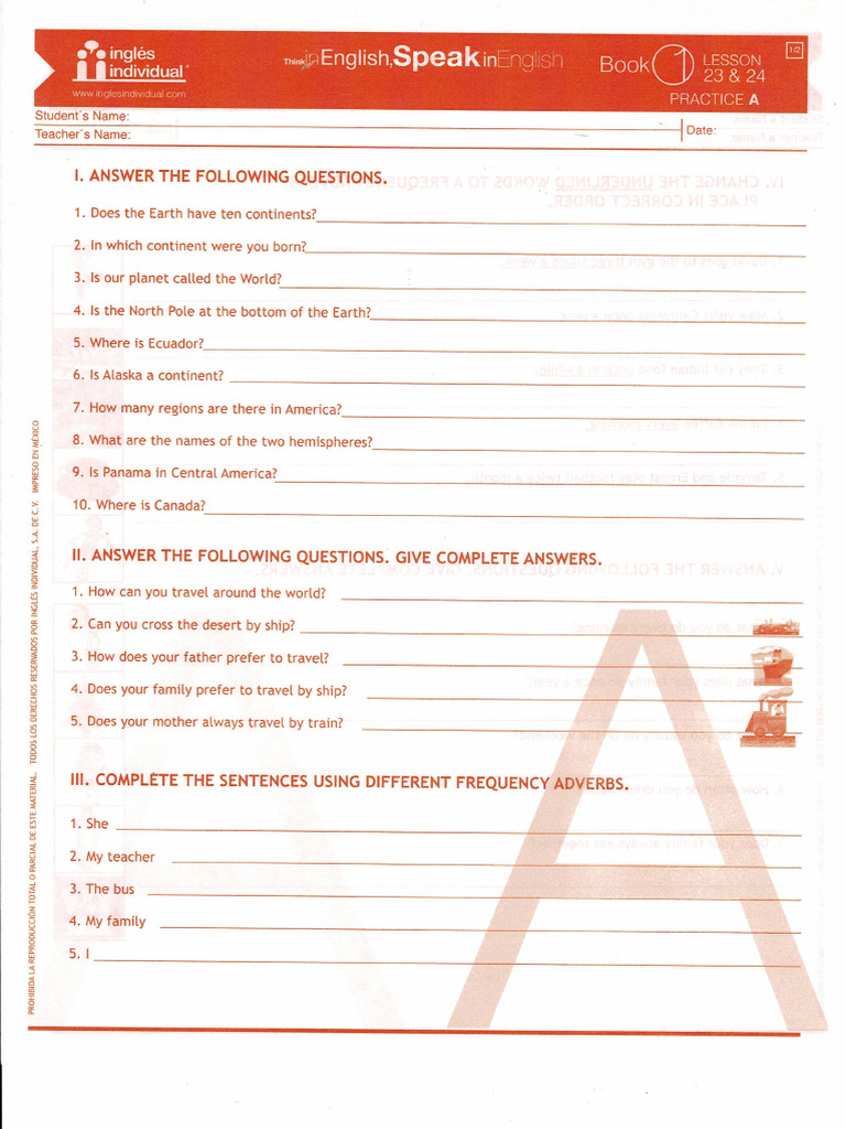 Book 1 Practice 23-24 | PDF
