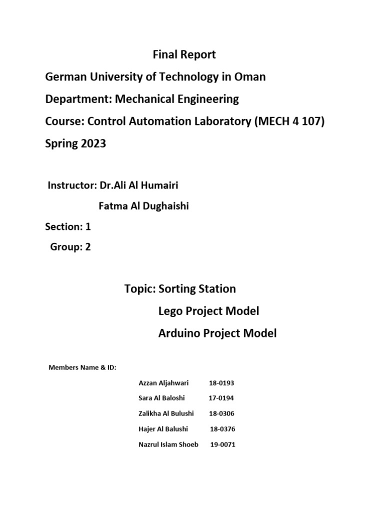 Sorting Station Automation Project Report | PDF | Arduino | Computer ...