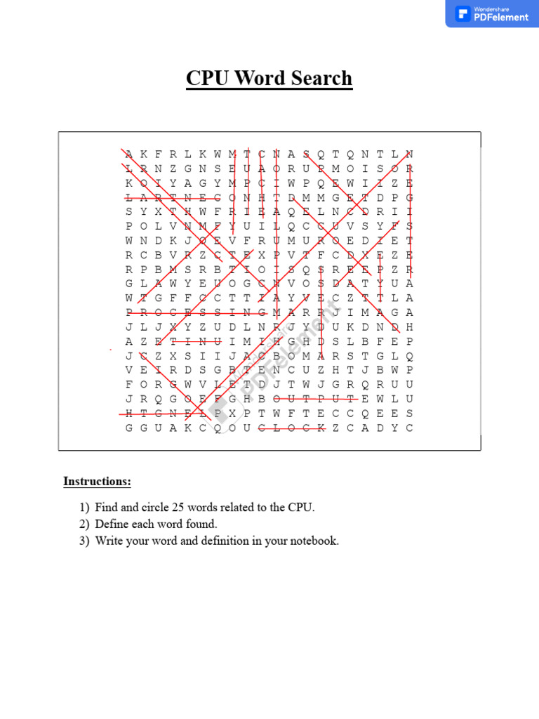 CPU Word Search Puzzle Instructions | PDF