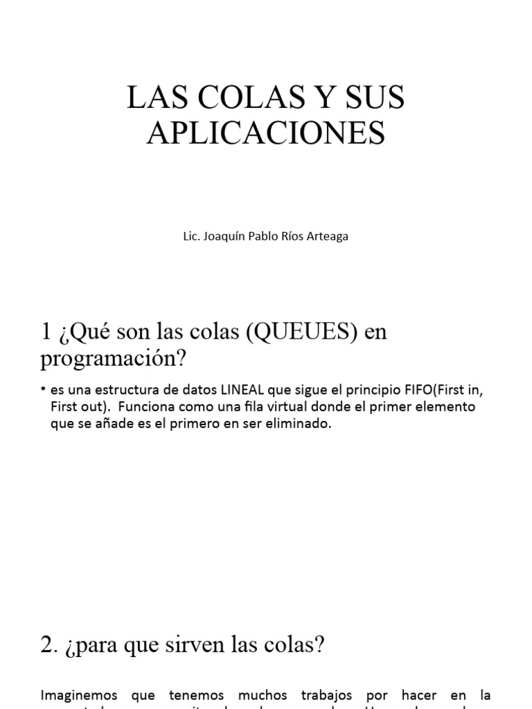 Qué son las colas en programación | PDF | Cola (tipo de datos ...