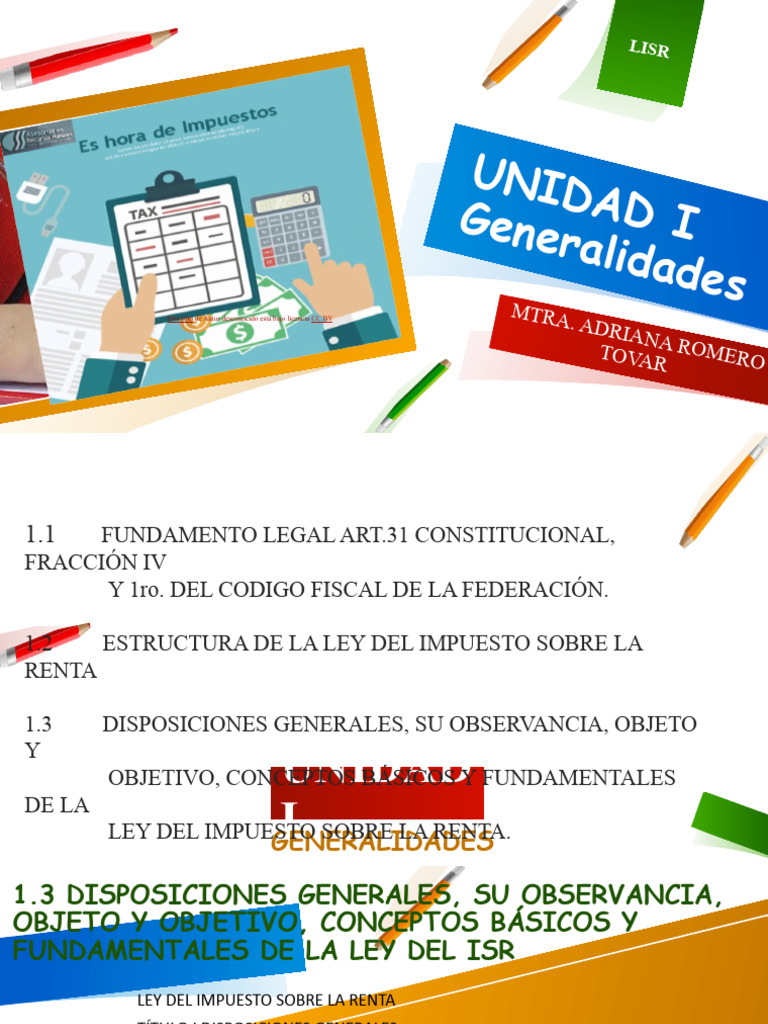 Unidad I Disposiciones Generales | PDF | Impuestos | Impuesto sobre la ...