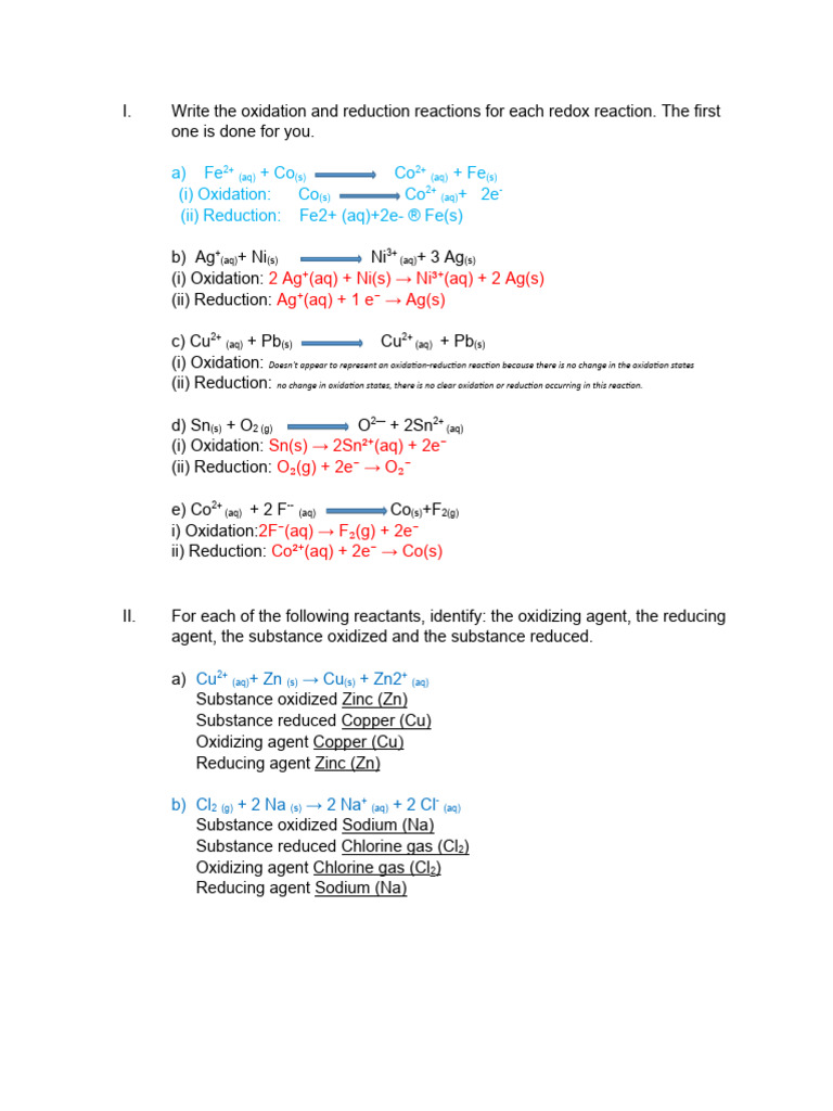 Redox and percent yield assignment chem 201 pdf redox mole unit 