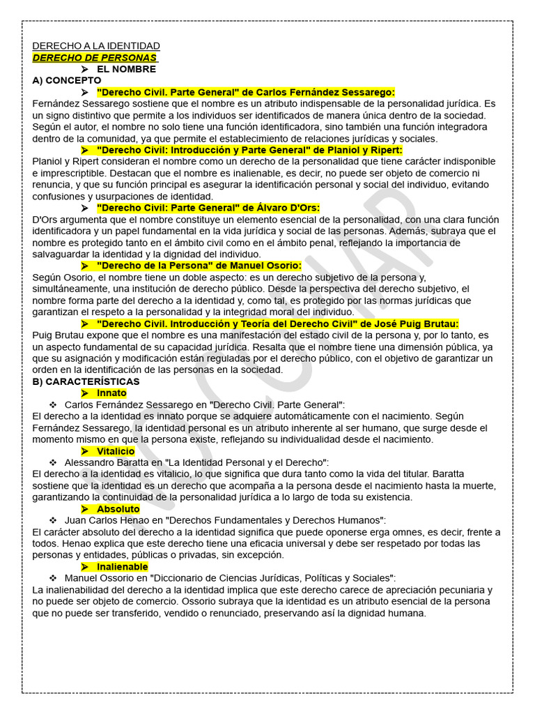 Derecho a la Identidad Personal | PDF | Documento de identidad | Dignidad