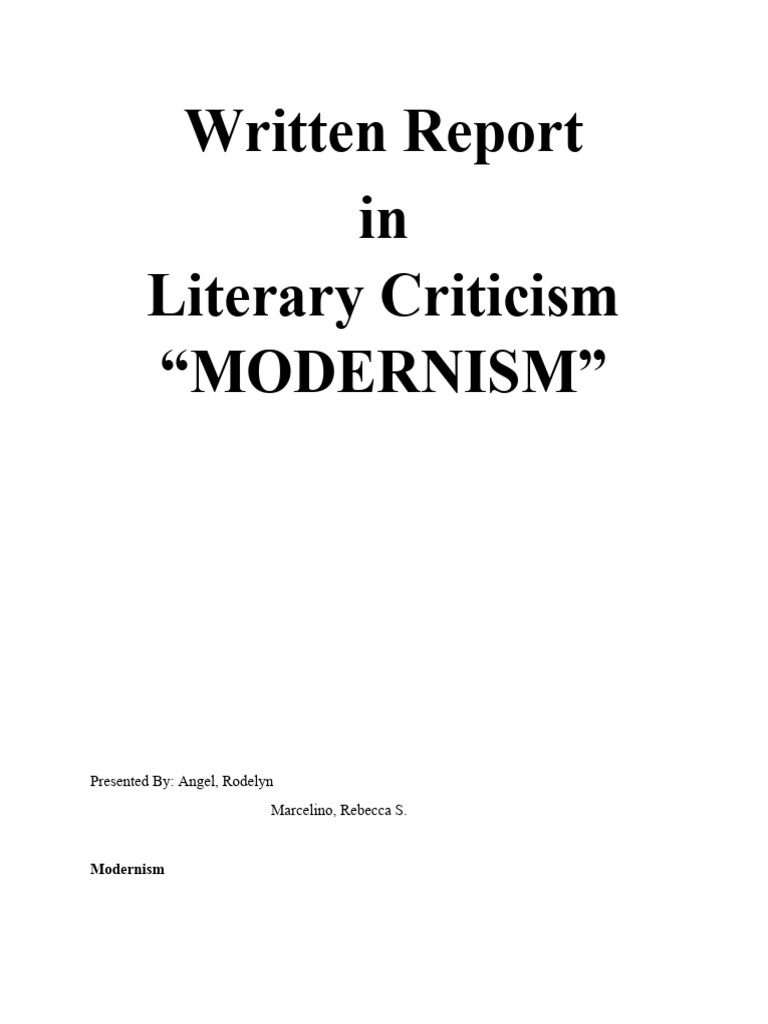 Written Report Modernism | PDF | Modernism | Literary Modernism