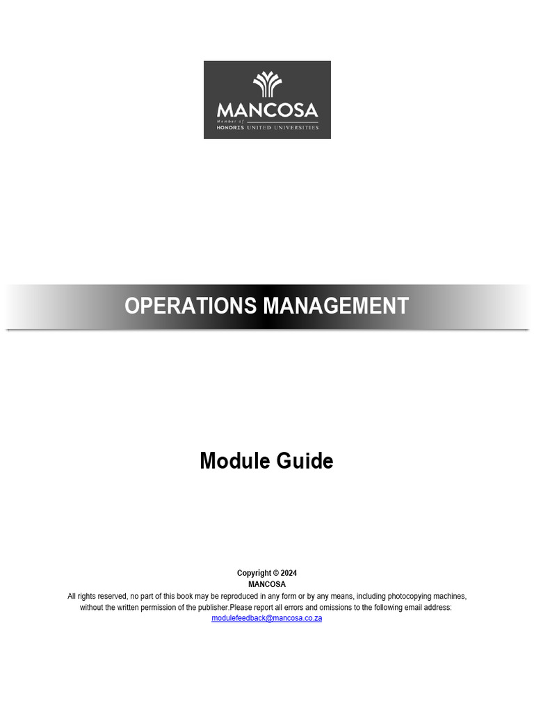 Industrial Operations Management Course