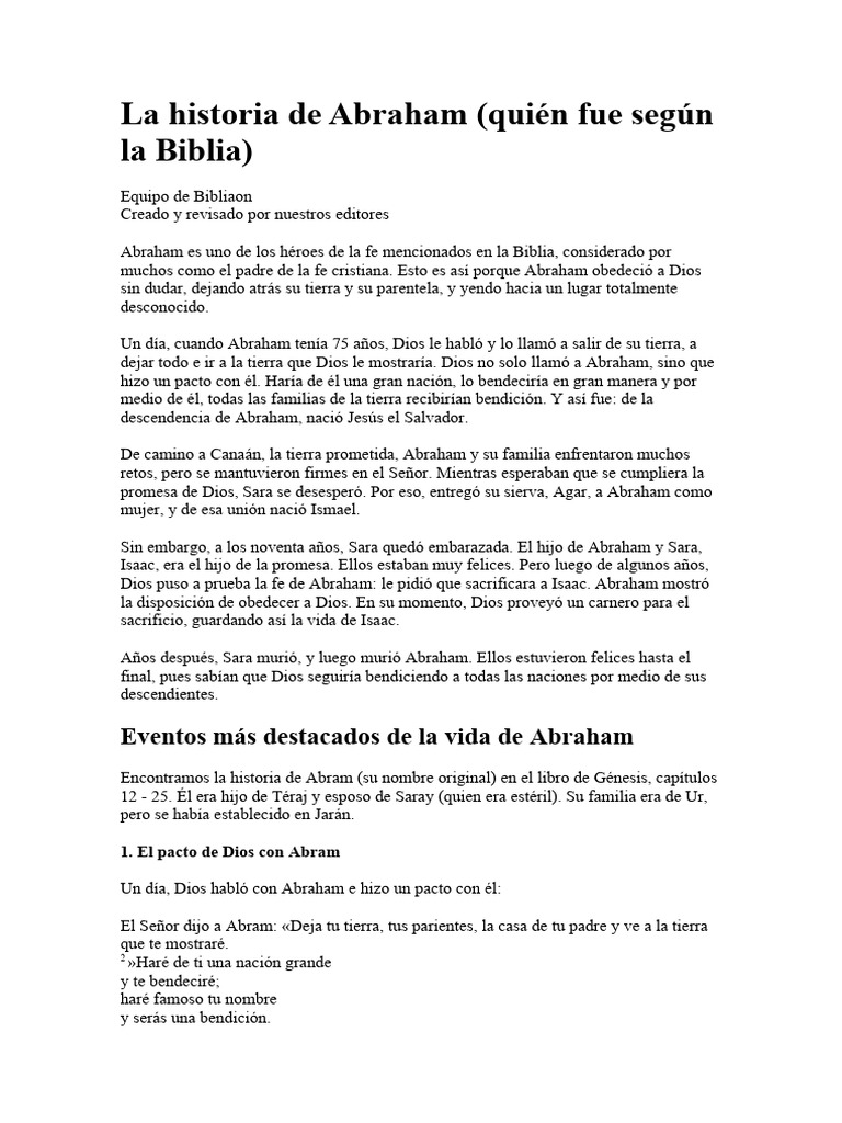 La historia de Abraham en la Biblia | PDF | Abrahán | Sarah