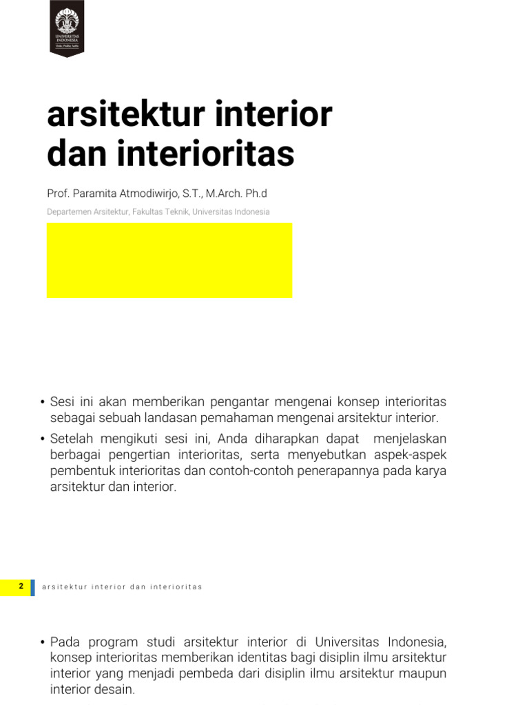 Sesi 2 - Arsitektur Interior - Interioritas - IND | PDF