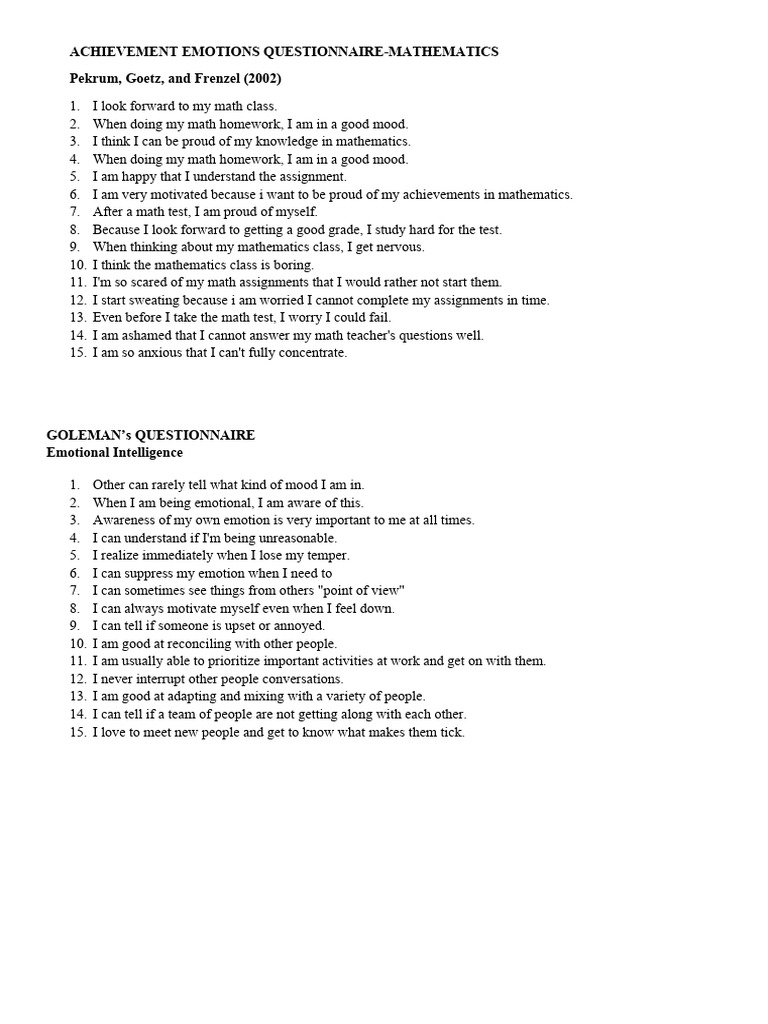 Final Set of Questionnaire | PDF