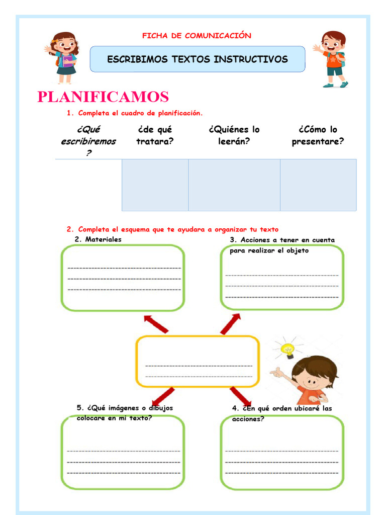 Ficha para Escribir Textos Instructivos | PDF | Artes del Lenguaje y ...