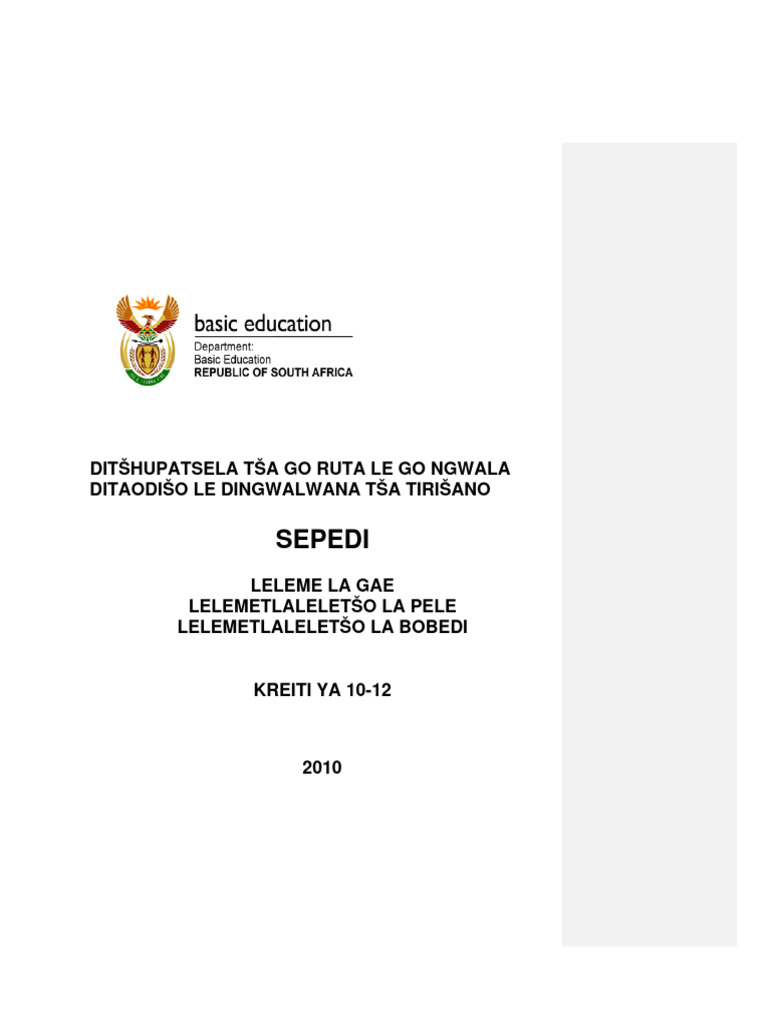 Self-Study Sepedi GR 10-12 | PDF