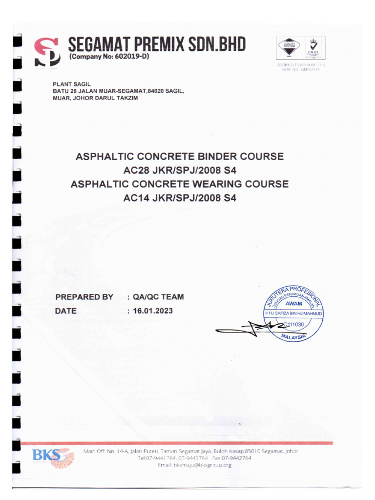Mix Design for AC28 & AC14 Asphalt | PDF | Concrete | Construction ...