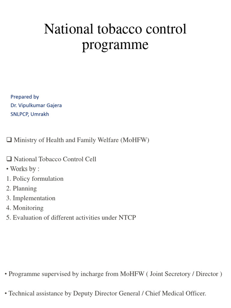 National Tobacco Control Programme | PDF | Tobacco Smoking | Addiction