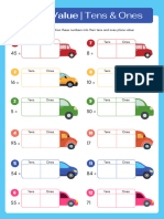 Grade 1 Maths Place Value Worksheet in Colorful Fun Car Style