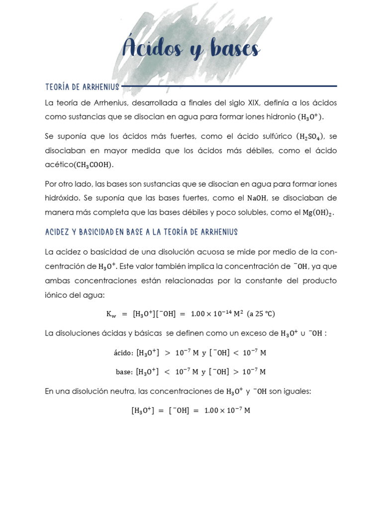 Teoría de Arrhenius y Ácidos-Bases | PDF | Ácido | Ciencias fisicas