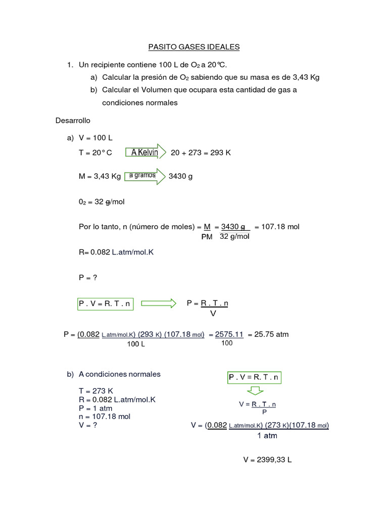 Pasito - Gases Ideales | PDF | Ciencia y matemáticas