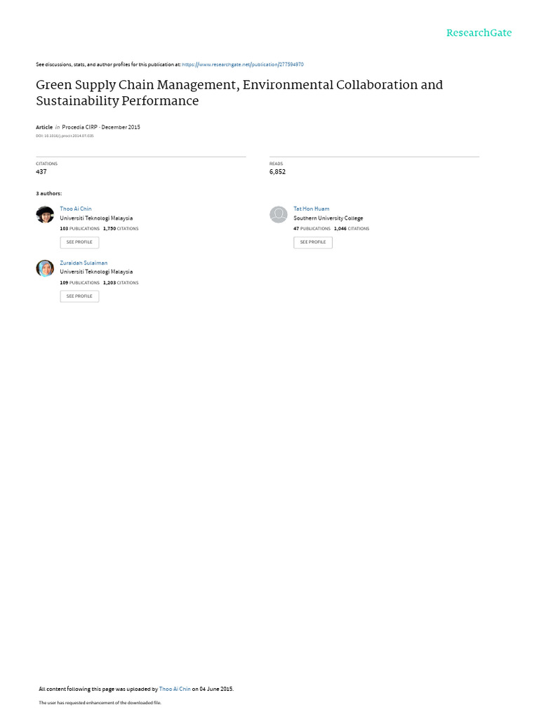 Green Supply Chain Management Insights | PDF | Supply Chain Management ...