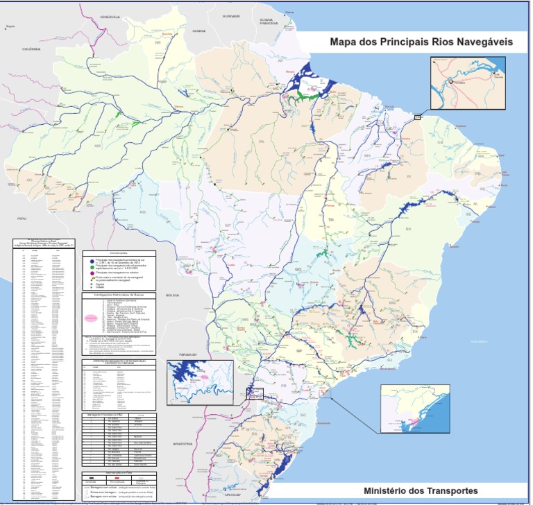 Mapa dos Rios Navegáveis do Brasil | PDF | Biomas aquáticos | Água e ...