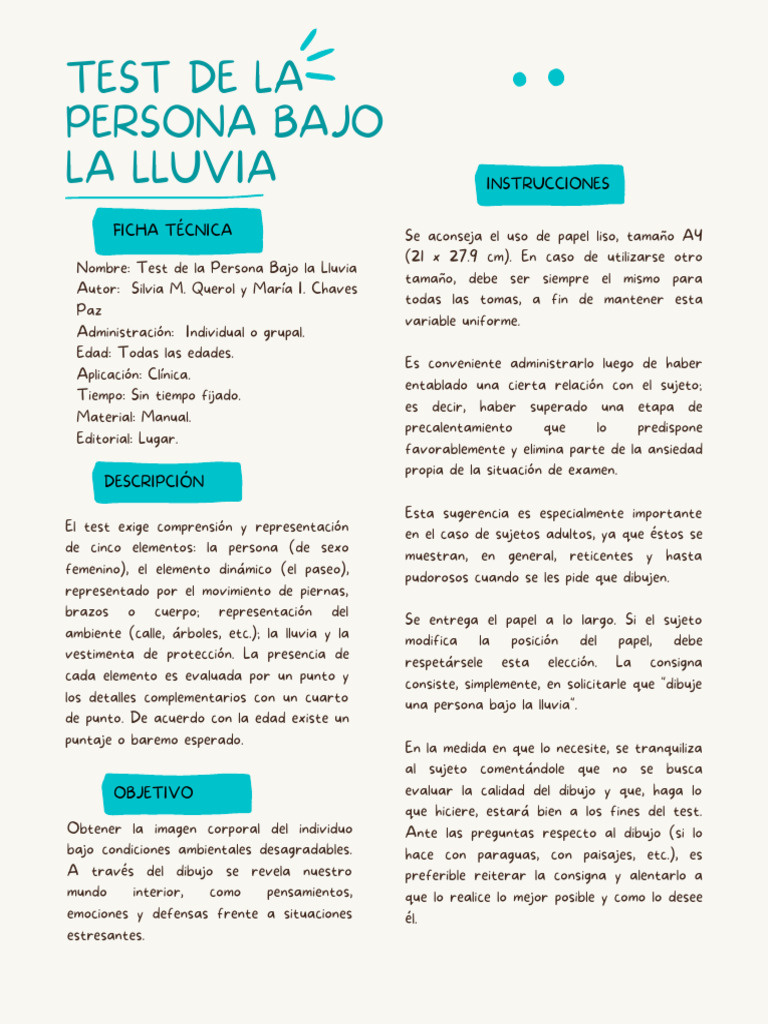 ACTIVIDAD 11 Test de La Persona Bajo La Lluvia | PDF | Ansiedad ...