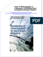 Full Ebook of Handbook of Ethnography in Healthcare Research 1St Edition Paul Hackett Christopher M Hayre Editors Online PDF All Chapter