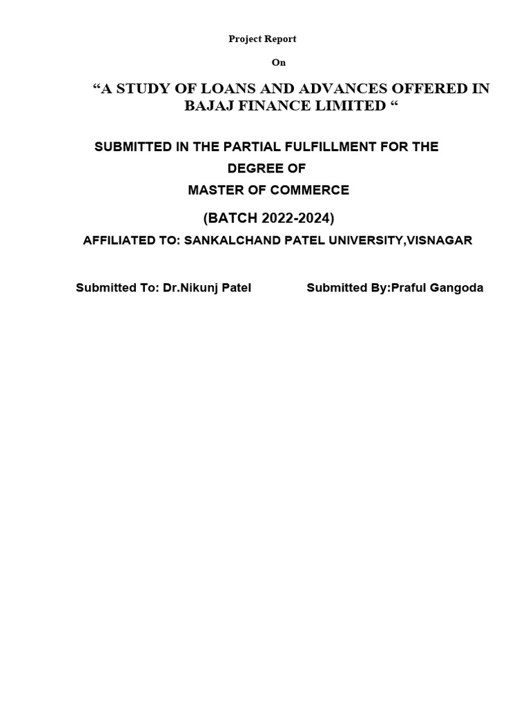 Praful Project Final | PDF | Loans | Debt