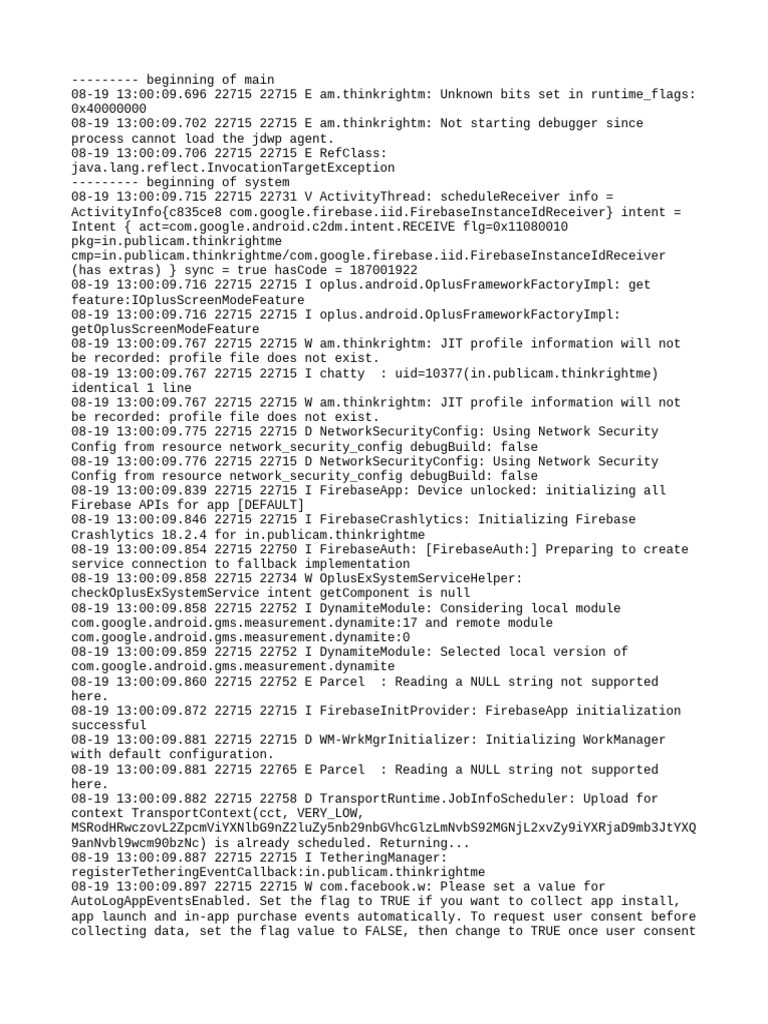 Android App Debugging Logs Analysis | PDF | Backup | Facebook