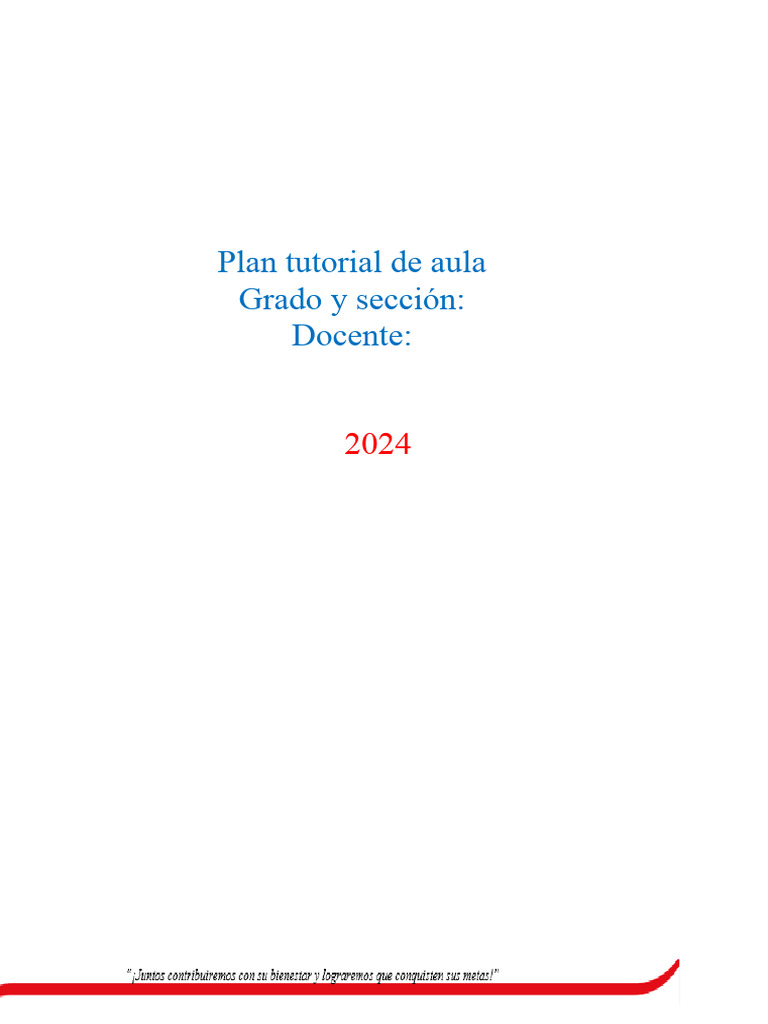 FORMATO DE PLAN TUTORIAL DE AULA 2024 IE VP CTGCDCX | PDF | Las ...