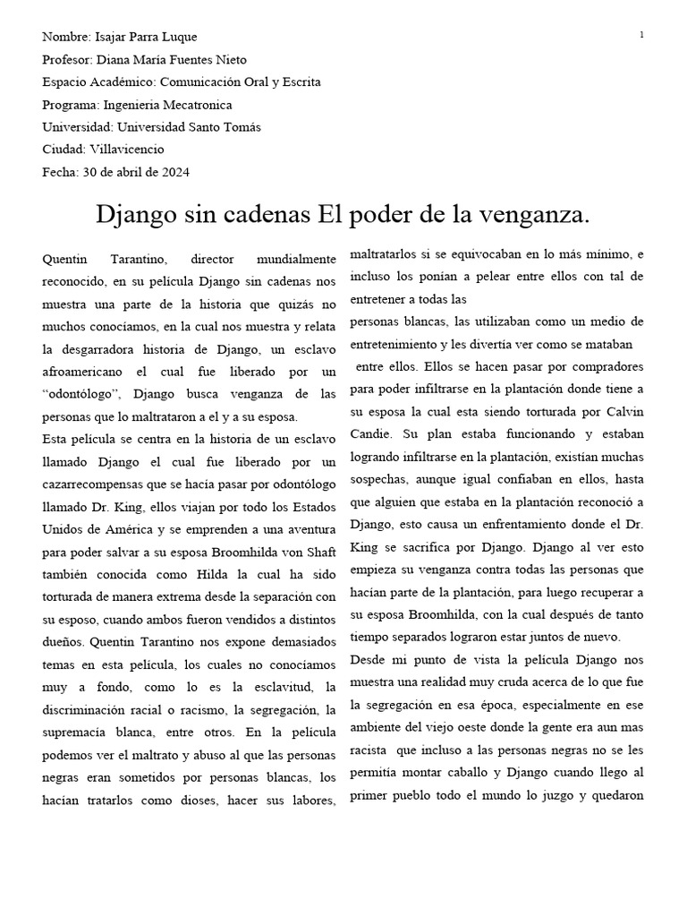 Django: Venganza y Racismo | PDF | Racismo | Discriminación y ...