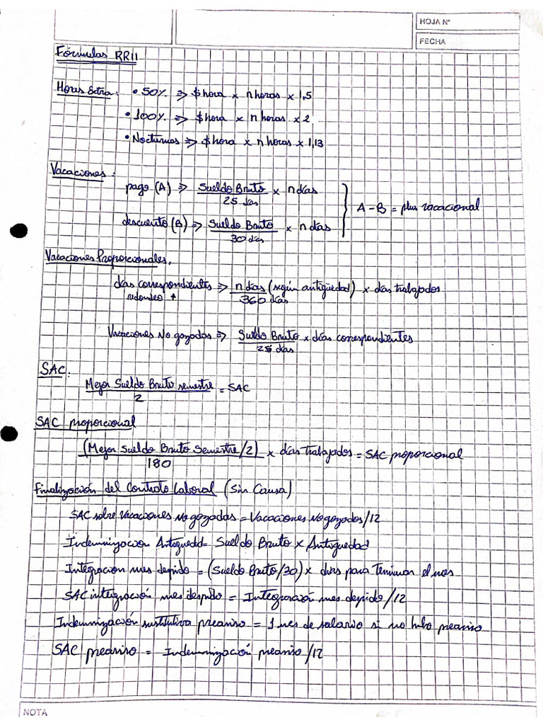 Fórmulas RRII | PDF