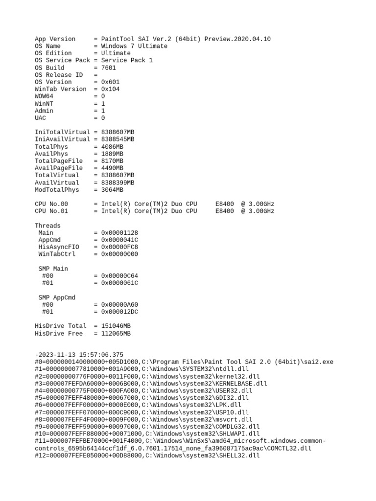 PaintTool SAI 2.0 System Specs & Errors | PDF | Operating System ...