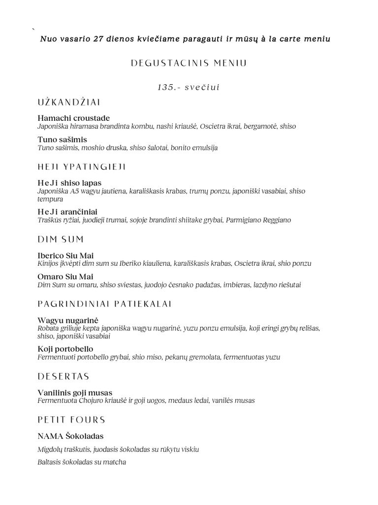 Menu - A5 - 10 Course Tasting Menu 2024 02 06 WEB LT | PDF