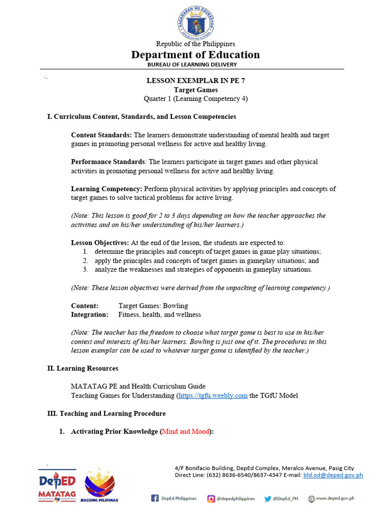 Session-7B Sample DLP Week4 PEH7 MATATAG 113556 | PDF | Learning ...