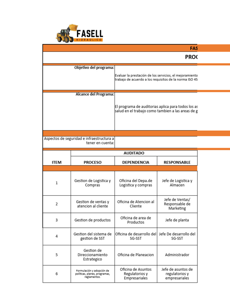Programa de Auditoría ISO 45001:2018 | PDF | Auditoría | Contralor