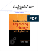 Full Ebook of Fundamentals of Engineering Tribology With Applications 1St Edition Harish Hirani Online PDF All Chapter
