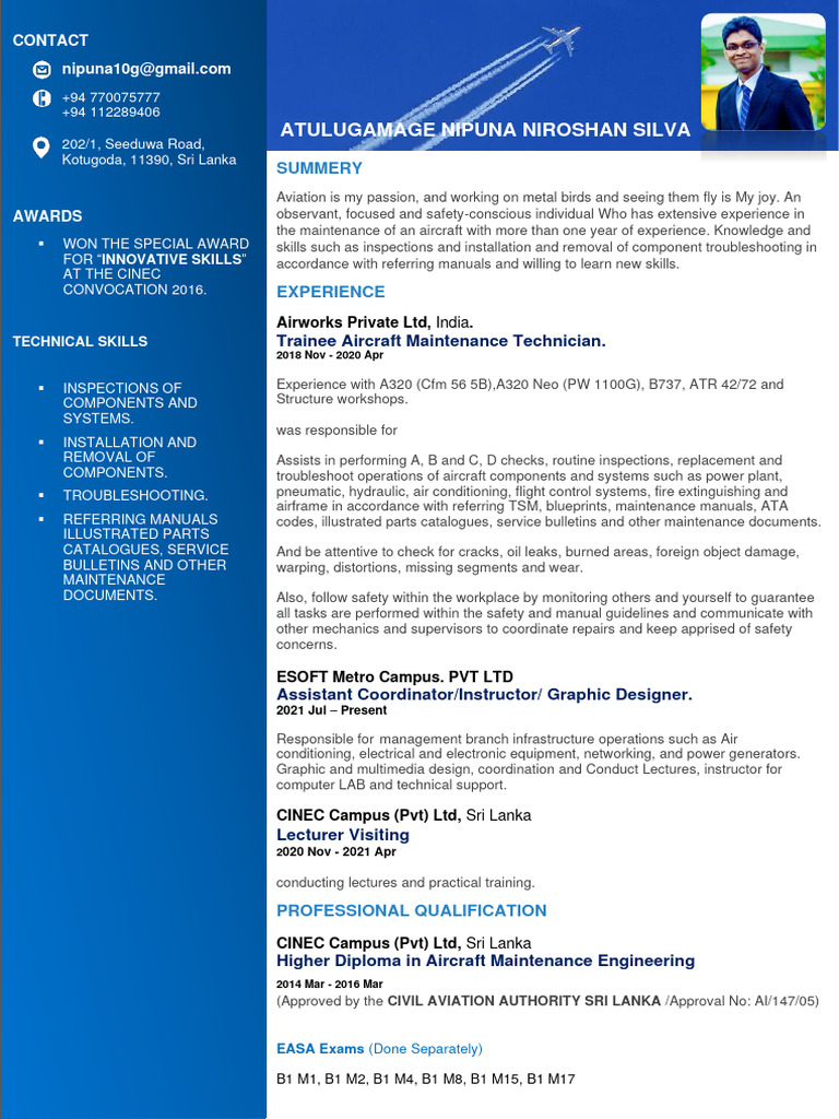 Cv Nipuna Pdf Aviation