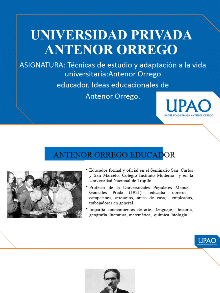 Antenor Orrego Educador - Ideas Educacionales | PDF | Ciencias sociales